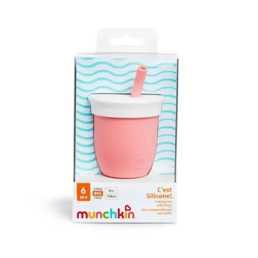 Munchkin - C'est Silicone! Taça de treino com palha, coral