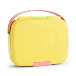 Munchkin - Lancheira Bento com Utensílios de Aço Inoxidável (Amarelo e Rosa)