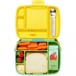 Munchkin - Lancheira Bento com Utensílios de Aço Inoxidável (Verde e Amarelo)