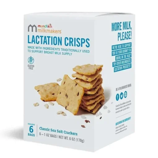 Munchkin - Milkmakers Lactation Crisps para mães que amamentam, amamentam e bombeiam, sem glúten e feno-grego, sal marinho