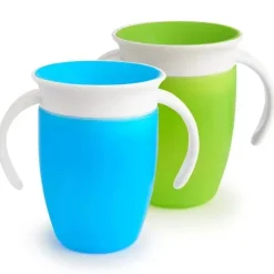 Munchkin 2019 Miracle 360° Trainer Cup 7 oz, cores sortidas (rosa e roxo ou azul e verde), pacote com 2 unidades