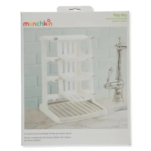 Munchkin - Rack de secagem de garrafas vertical para economia de espaço seco e arrumado para mamadeiras e acessórios, branco