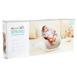 Munchkin - Spring 2 em 1 Baby Bouncer and Rocker, Portátil, Leve e Compacto com 3 Posições de Reclinação
