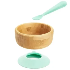 Munchkin - Tigela de Sucção de Bambu e Colher de Silicone