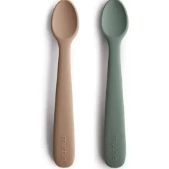 Mushie - 2 unidades de colheres de alimentação de silicone, tomilho seco/natural