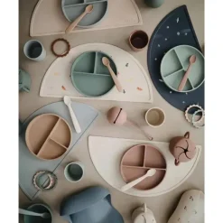 Mushie - 2 unidades de colheres de alimentação de silicone, pedra/malva turva