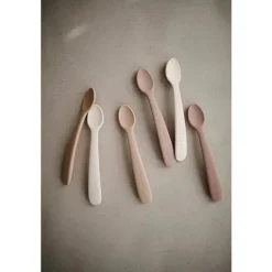 Mushie - 2 unidades de colheres de alimentação de silicone, Cambridge Blue/areia movediça