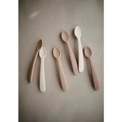 Mushie - 2 unidades de colheres de alimentação de silicone, Cambridge Blue/areia movediça