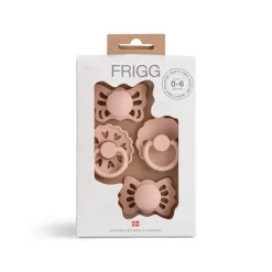 Mushie - a primeira chupeta do bebê Frigg? Conjunto, Pacote de 4 Coração Floral, Sem BPA, 0 a 6 Meses, Blush