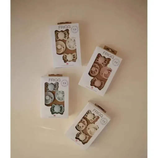 Mushie - a primeira chupeta do bebê Frigg? Conjunto, Pacote de 4 Coração Floral, Sem BPA, 0 a 6 Meses, Blush
