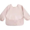 Mushie – Babador de bebê de manga comprida, tecido impermeável, ajuste ajustável para idades de 6 a 24 meses, blush
