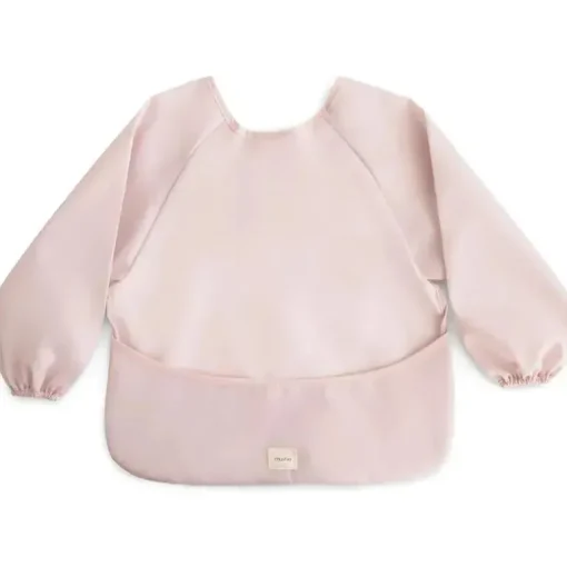 Mushie – Babador de bebê de manga comprida, tecido impermeável, ajuste ajustável para idades de 6 a 24 meses, blush