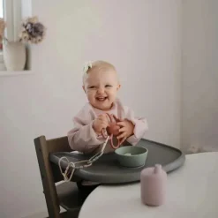 Mushie – Babador de bebê de manga comprida, tecido impermeável, ajuste ajustável para idades de 6 a 24 meses, blush