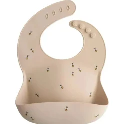 Mushie - babador de silicone para bebê, ajuste ajustável à prova d'água, abelhas