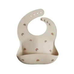 Mushie - Babete de bebê de silicone - Arco-íris