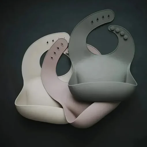 Mushie - Babete de bebê de silicone, Safari cinza claro