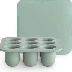 Mushie - Bandeja de freezer com alimentador de alimentos frescos com tampa para comida congelada para bebês, Cambridge Blue
