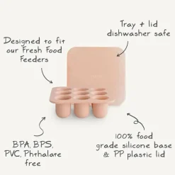 Mushie - Bandeja de freezer com alimentador de alimentos frescos com tampa para comida congelada para bebês, Cambridge Blue