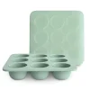 Mushie - Bandeja de silicone para freezer de comida para bebê com tampa, 9 xícaras de 1,5 onças, Cambridge Blue