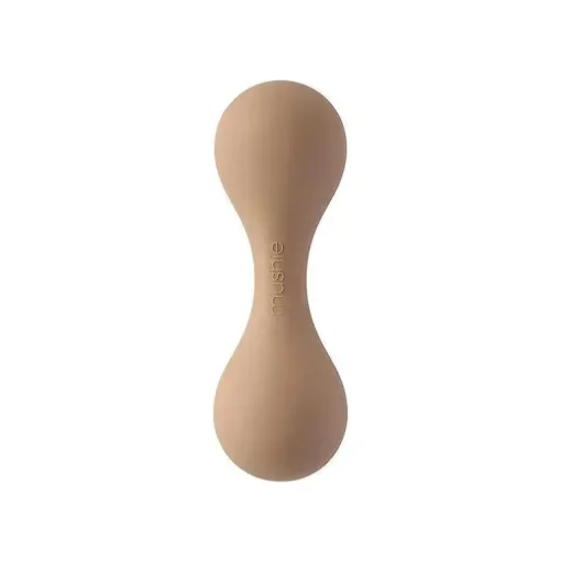 Mushie - Brinquedo chocalho de silicone para bebê, natural