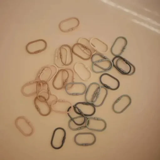 Mushie - Brinquedo de anéis de elo de corrente para bebê, contagem de 12, brinquedo de conexão para carrinho de carro multiuso, natural, pedra, ventos alísios
