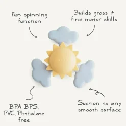 Mushie - Brinquedo giratório de sucção Sunshine para banho e brincadeira