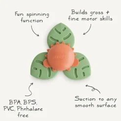 Mushie - brinquedo giratório de sucção Dino para banho e brincadeira
