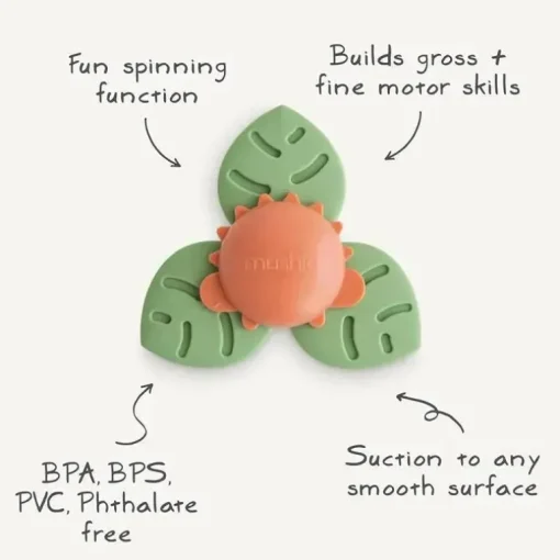 Mushie - brinquedo giratório de sucção Dino para banho e brincadeira