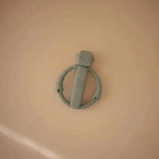 Mushie - Brinquedo mordedor de chocalho robô bebê de silicone
