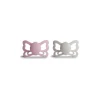 Mushie - Butterfly Anatomical Silicone Pacifier | 6-18 Months (Primrose/Silver Gray)