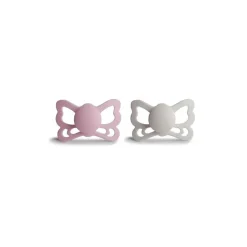 Mushie - Butterfly Anatomical Silicone Pacifier | 6-18 Months (Primrose/Silver Gray)