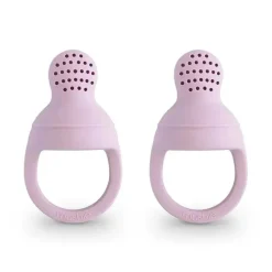 Mushie - Chupeta alimentadora de alimentos e frutas frescas para bebê de silicone 2Pk, lilás macio