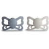 Mushie - Chupeta anatômica de silicone borboleta cinza/cinza prateada 2Pk, 6/18M