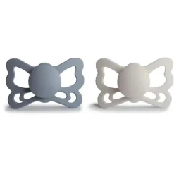 Mushie - Chupeta anatômica de silicone borboleta cinza/cinza prateada 2Pk, 6/18M