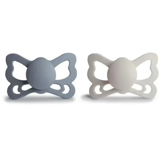 Mushie - Chupeta anatômica de silicone borboleta cinza/cinza prateada 2Pk, 6/18M