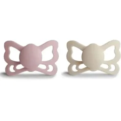 Mushie - Chupeta Anatômica de Silicone Borboleta Creme/Blush 2Pk, 6/18M