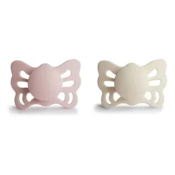 Mushie - Chupeta Anatômica de Silicone Borboleta Creme/Blush 2Pk, 0/6M