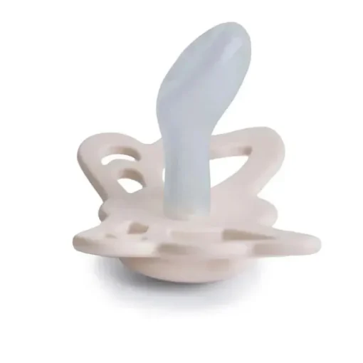 Mushie - Chupeta Anatômica de Silicone Borboleta Creme/Blush 2Pk, 6/18M