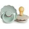 Mushie - chupeta de bebê de borracha natural 2 unidades Frigg Daisy, Seafoam/Creme, 6/18M