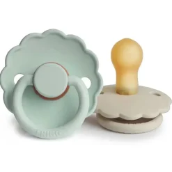 Mushie - chupeta de bebê de borracha natural 2 unidades Frigg Daisy, Seafoam/Creme, 6/18M