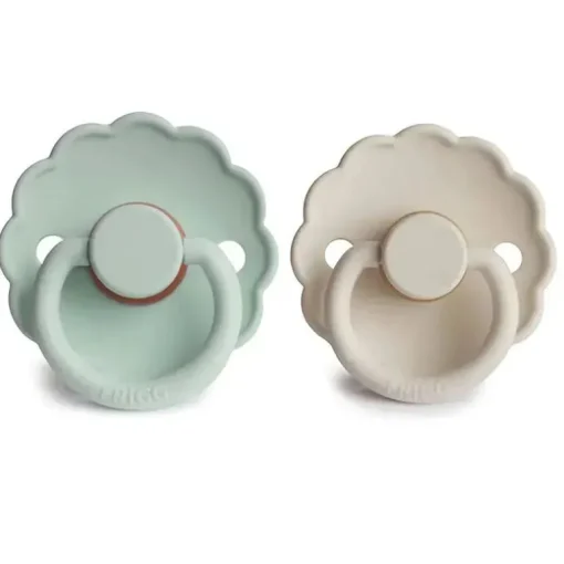 Mushie - chupeta de bebê de borracha natural 2 unidades Frigg Daisy, Seafoam/Creme, 6/18M