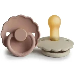 Mushie - chupeta de borracha natural 2Pk Frigg Daisy, blush/creme, 0/6M