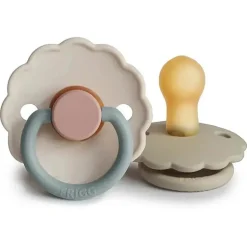 Mushie - chupeta de borracha natural 2Pk Frigg Daisy, arenito e algodão doce, 0/6M