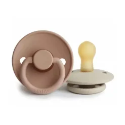 Mushie - chupeta de borracha natural Frigg 2 unidades, arenito e ouro rosa, 0/6M