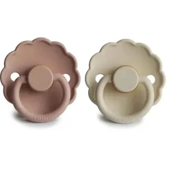 Mushie - chupeta de borracha natural 2Pk Frigg Daisy, blush/creme, 0/6M