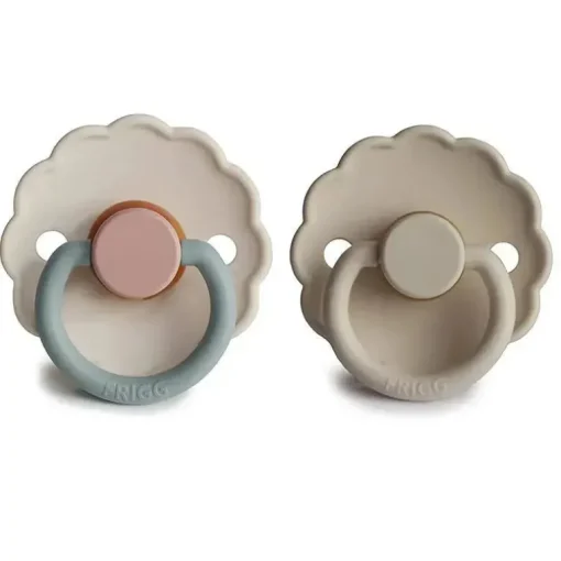 Mushie - chupeta de borracha natural 2Pk Frigg Daisy, arenito e algodão doce, 0/6M
