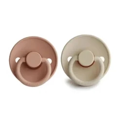 Mushie - chupeta de borracha natural Frigg 2 unidades, arenito e ouro rosa, 0/6M