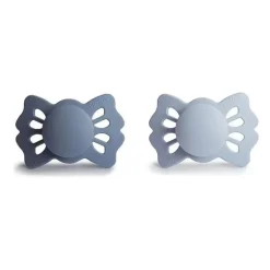 Mushie - Chupeta de silicone simétrica da sorte azul ardósia/pó 2Pk, 0/6M