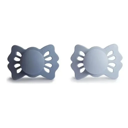 Mushie - Chupeta de silicone simétrica da sorte azul ardósia/pó 2Pk, 0/6M