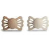 Mushie - chupeta de silicone simétrica Lucky 2Pk, cetim/creme sedoso, 6/18M